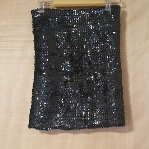 Black sequined mini skirt